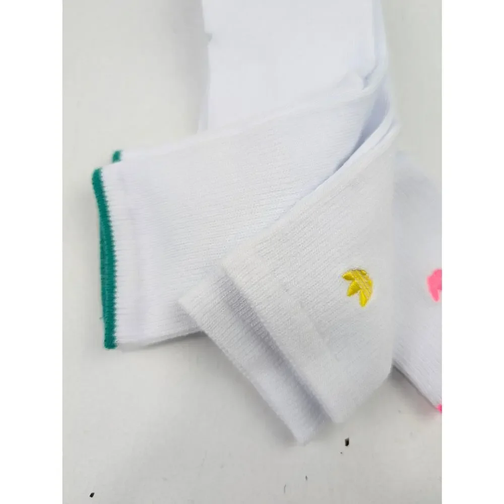 Adidas Unisex Adult Medium High Quarter Socks White & Pink/Green/Yellow